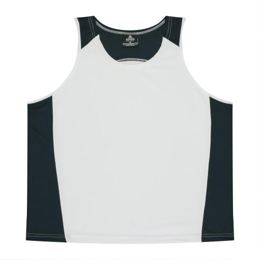 Mens Premier Sports Singlets White Navy